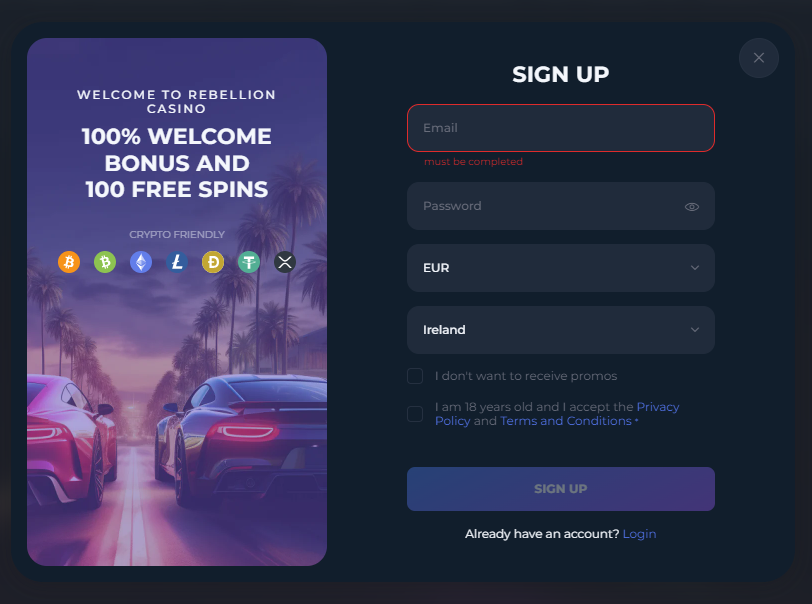 RebellionBets Sign Up